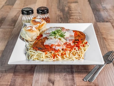 Eggplant Parmigiana (Spaghetti or Penne)
